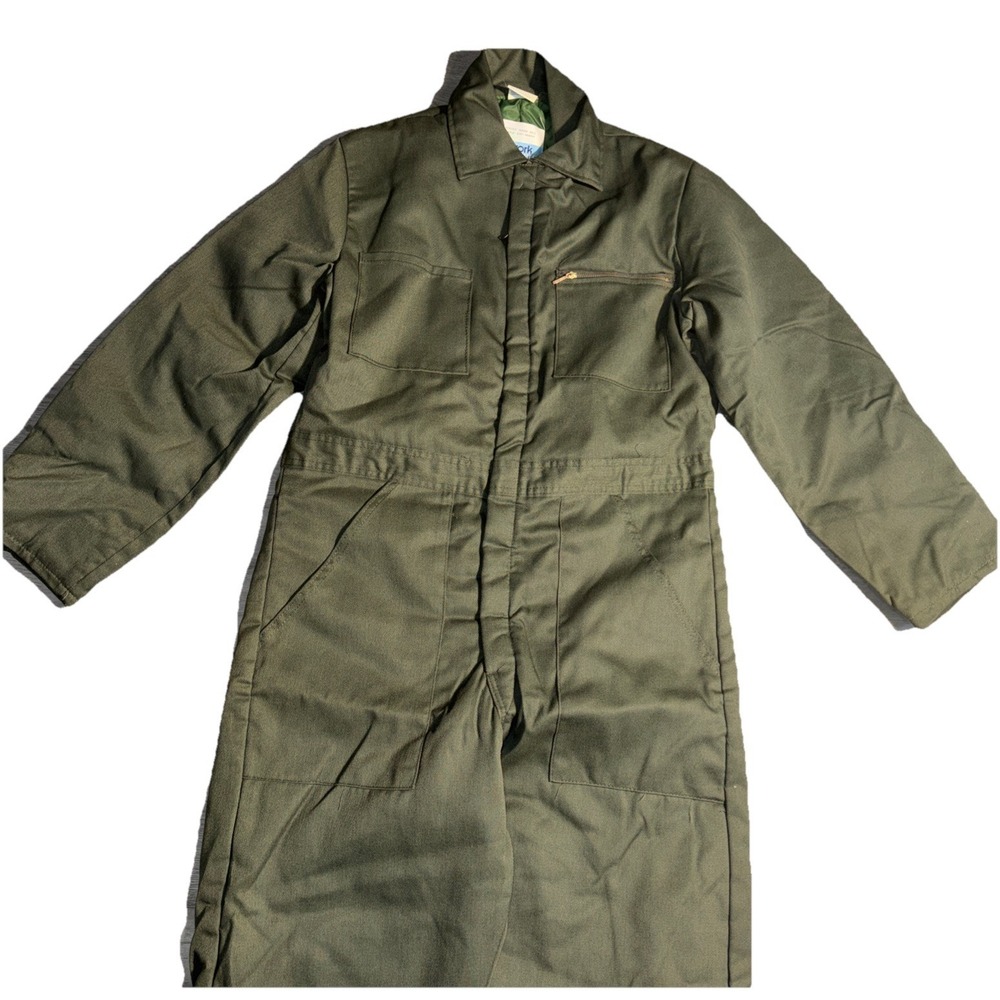 Vintage Sears Work Leisure Green Coveralls Insulated Workwear 42 Short